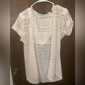 Maurice’s short sleeve hooded cardigan size L ivory